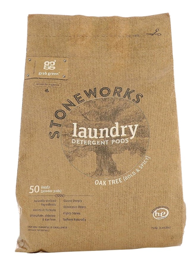 Grab Green Stoneworks Oak Tree Laundry Detergent Pod Brown/White/Black 750grams  - Image 1