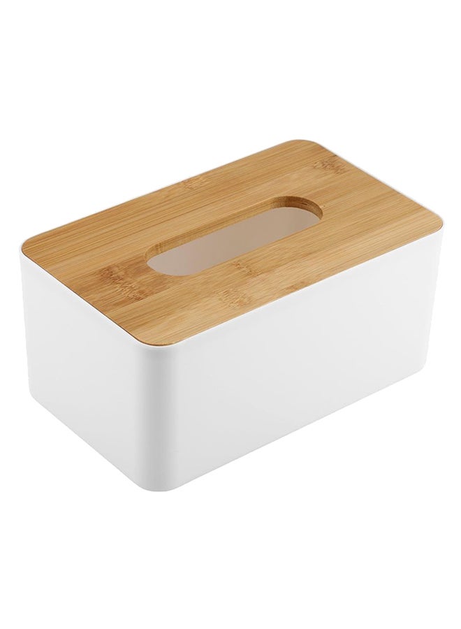 Generic Rectangle Shape Tissue Box Holder Organizer White/Beige 9.8 x 21centimeter  - Image 1