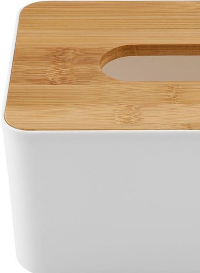 Generic Rectangle Shape Tissue Box Holder Organizer White/Beige 9.8 x 21centimeter  - Image 2