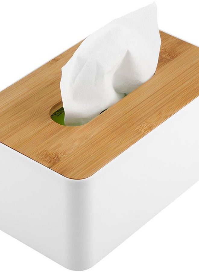 Generic Rectangle Shape Tissue Box Holder Organizer White/Beige 9.8 x 21centimeter  - Image 3