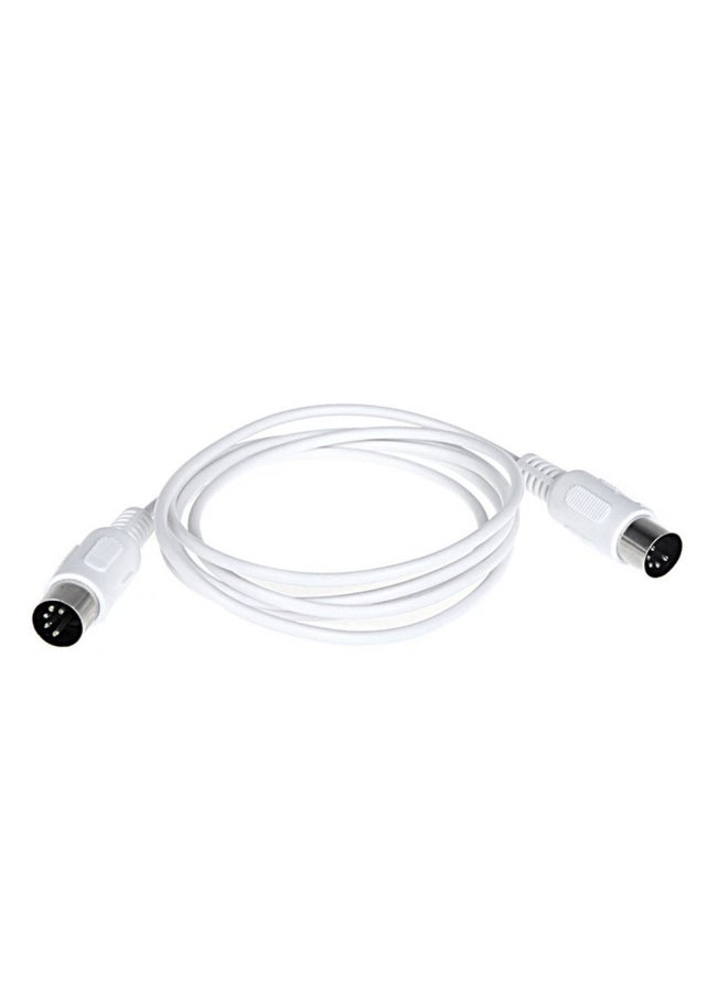 5-Pin Double Head MIDI Music Cable White/Silver - Image 1