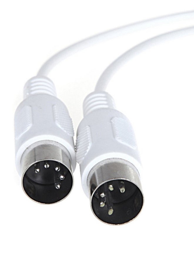 5-Pin Double Head MIDI Music Cable White/Silver - Image 2