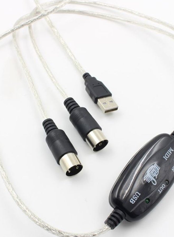 Generic MIDI To USB Cable Black/Clear  - Image 2