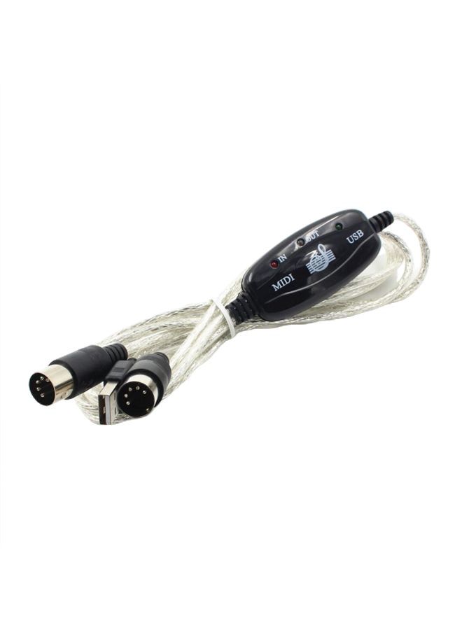 Generic MIDI To USB Cable Black/Clear  - Image 1