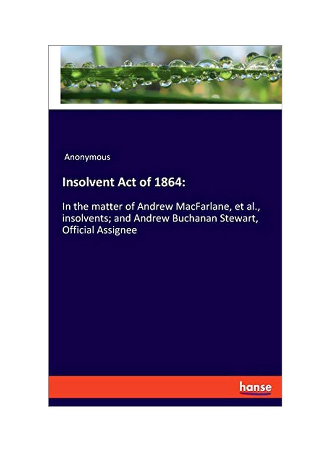 Insolvent Act Of 1864 paperback english - 05 February 2020