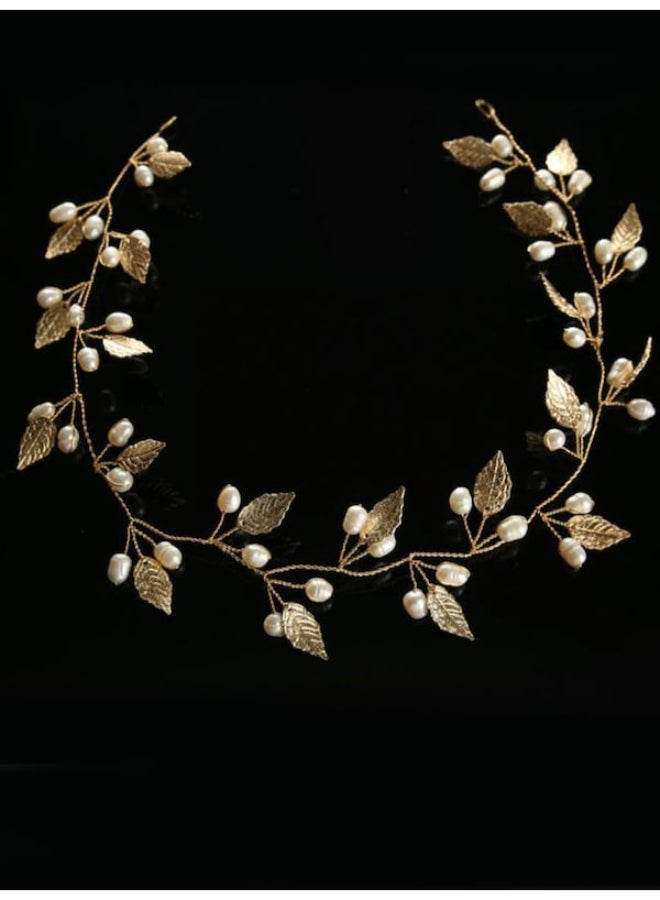 Beauenty Delicate Leaf Vine Hair Chain Gold 41 x 5cm - Image 2