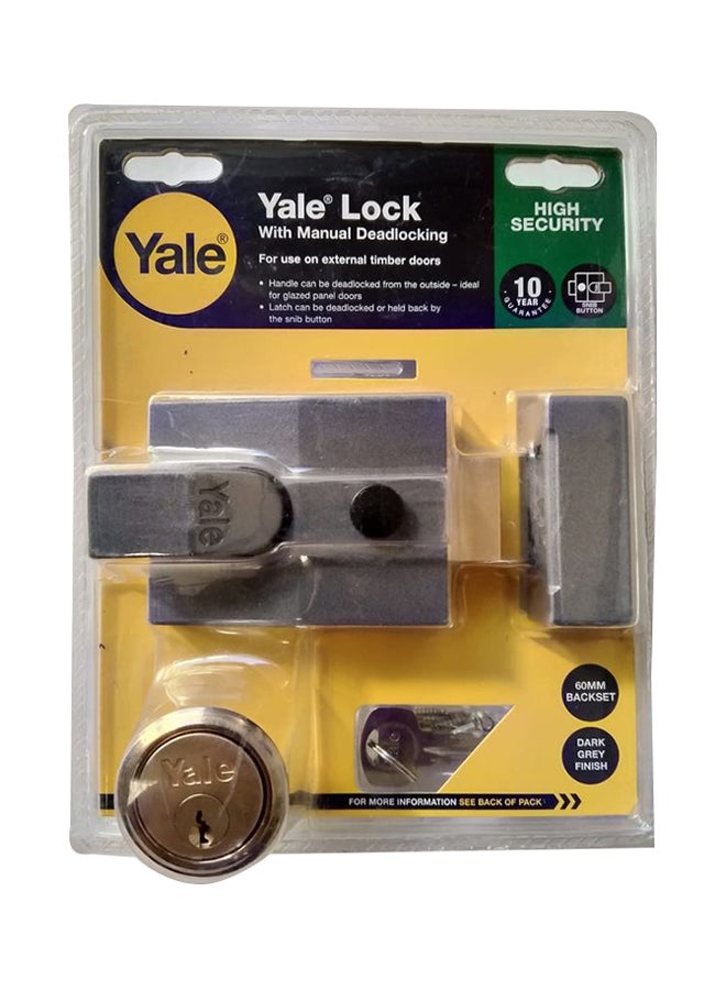 Yale Night Latch Dead Lock With Key Gold/Grey/Silver 60mm  - Image 2