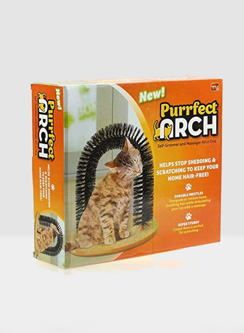 QiaoKai - Bristles Scratching Self Groomer For Cat Black/Beige - Image 1
