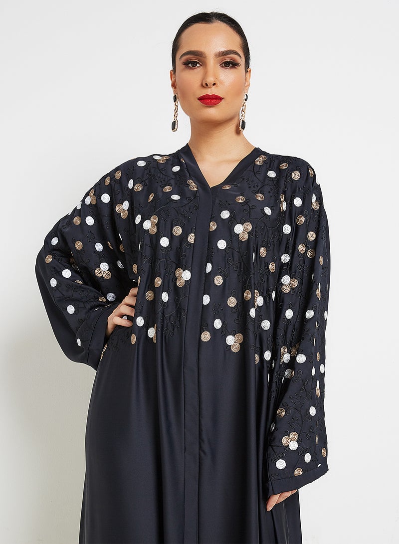 ROZA - Embroidered Abaya Blue - Image 1