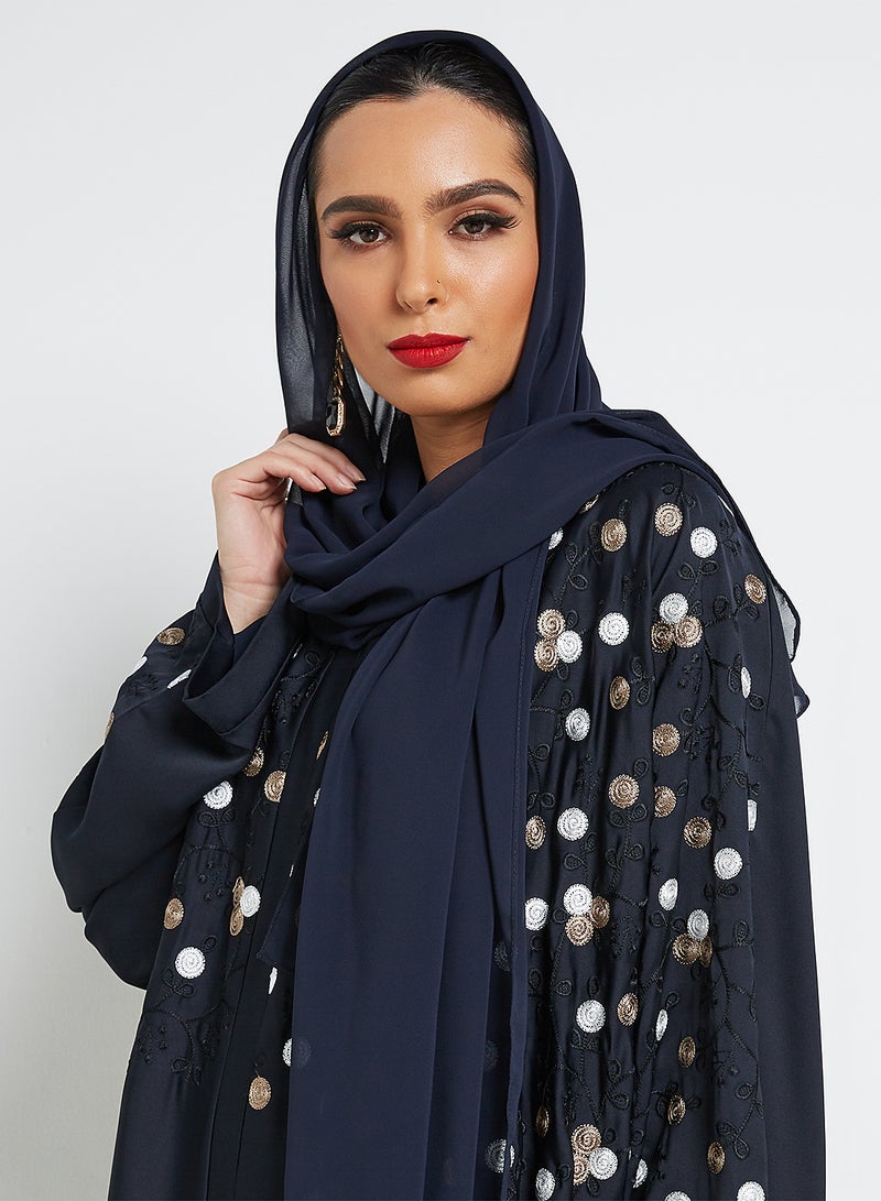 ROZA - Embroidered Abaya Blue - Image 1