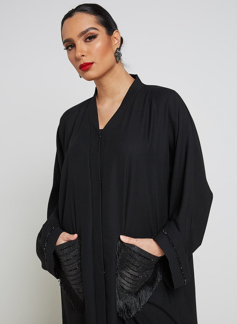 ROZA - Embroidered Abaya Black - Image 1