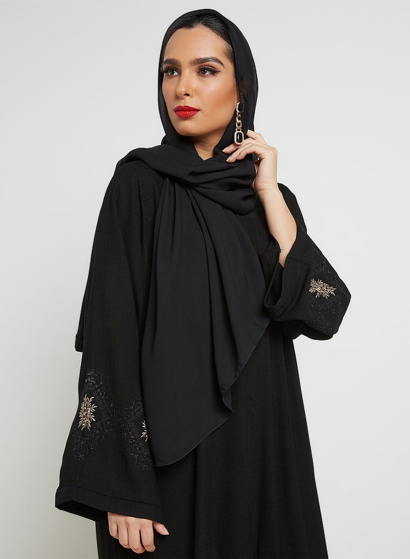 ROZA - Embroidered Abaya Black - Image 1