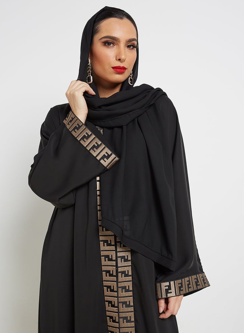 ROZA - Embroidered Abaya Black - Image 1