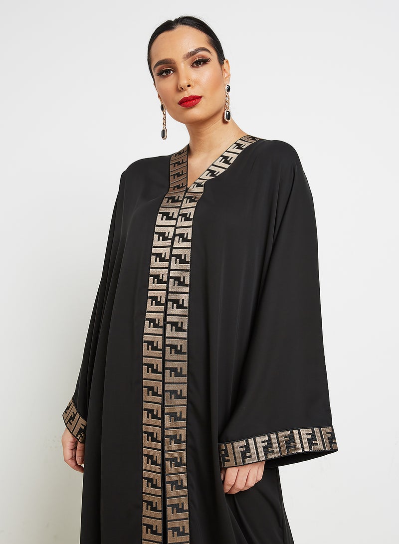 ROZA - Embroidered Abaya Black - Image 1