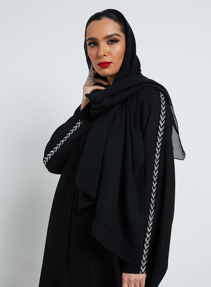 ROZA - Embroidered Abaya Black - Image 1