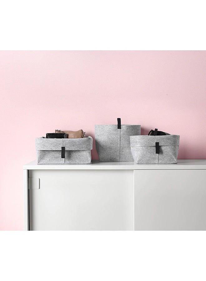 3-Piece Cotton Storage Basket Set Grey 25x25x18cm  - Image 4
