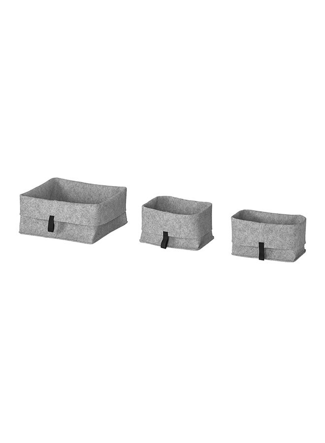 3-Piece Cotton Storage Basket Set Grey 25x25x18cm  - Image 1