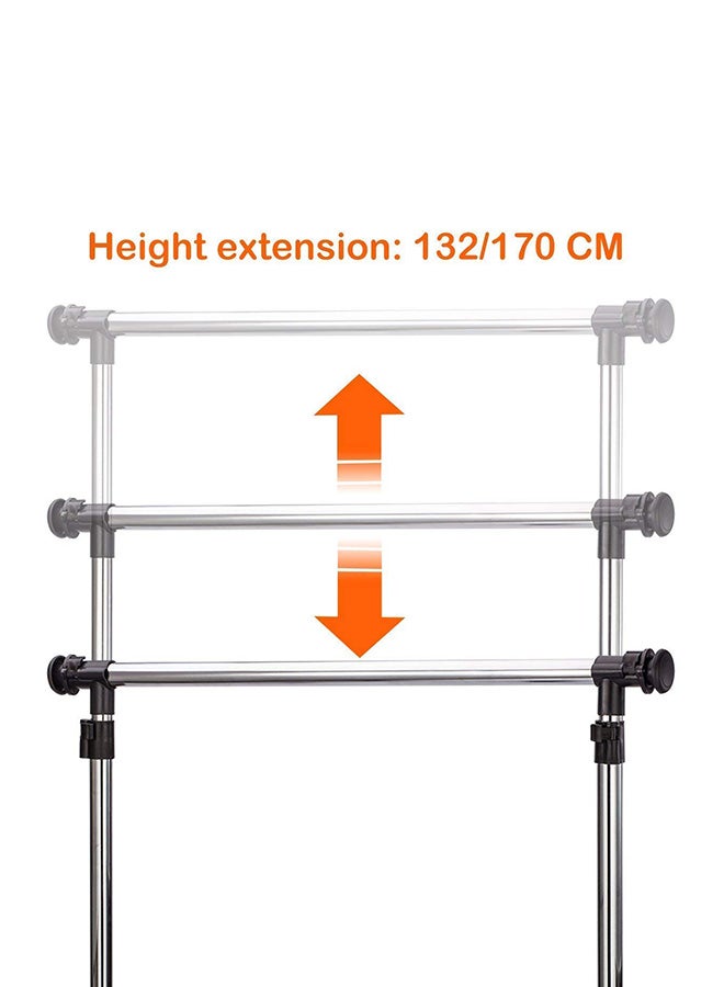 Stainless Steel Garment Rack Silver/Black 160x42x78cm  - Image 2