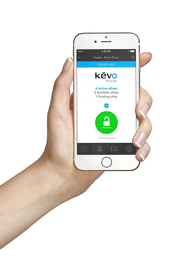 Kwikset - Kevo Touch-To-Open Smart Lock Silver/Blue - Image 1