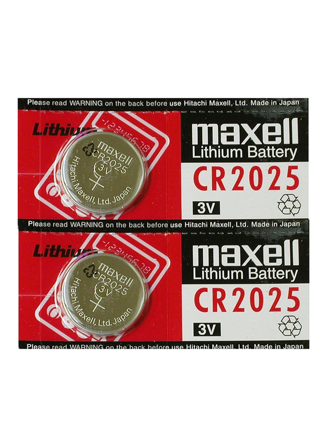Maxell - Pack Of 5 CR2025 Lithium Coin Battery Silver - Image 1