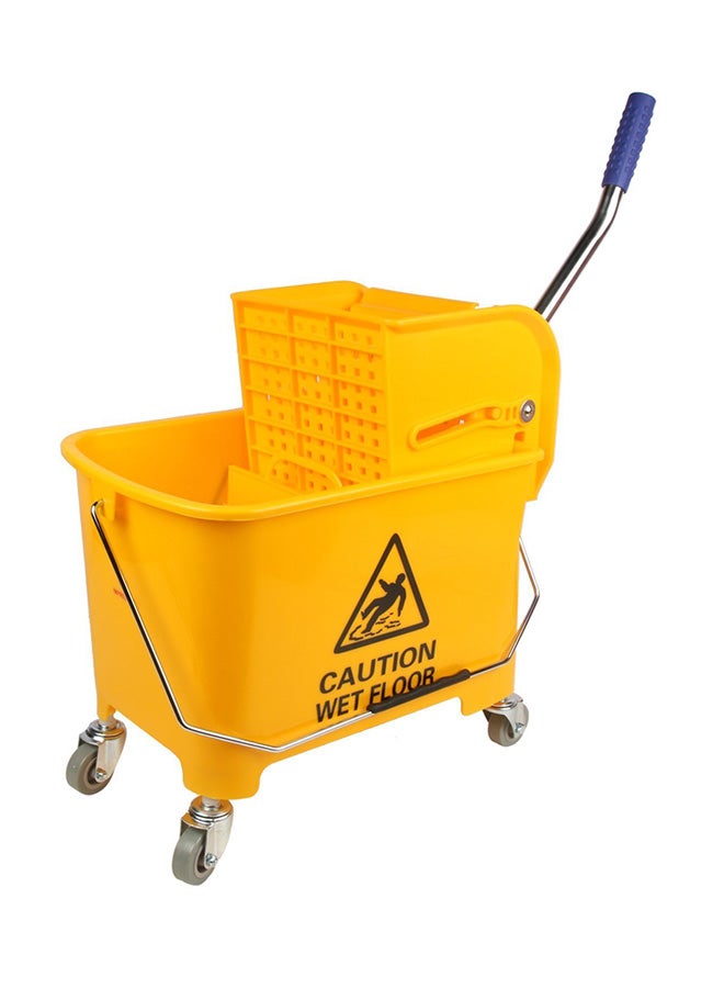 ALMUFARREJ - Mini Mop Bucket Wringer Trolley Yellow/Silver/Blue 20Liters - Image 1