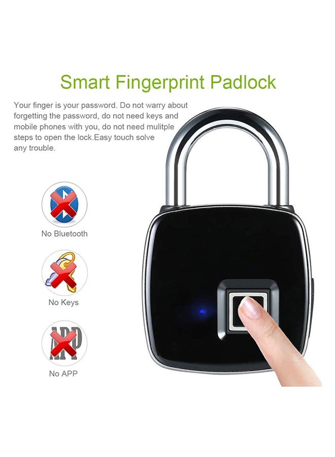 Generic USB Rechargeable Smart Keyless Fingerprint Lock Black 4.7 X 1.5 X 7.5cm  - Image 3