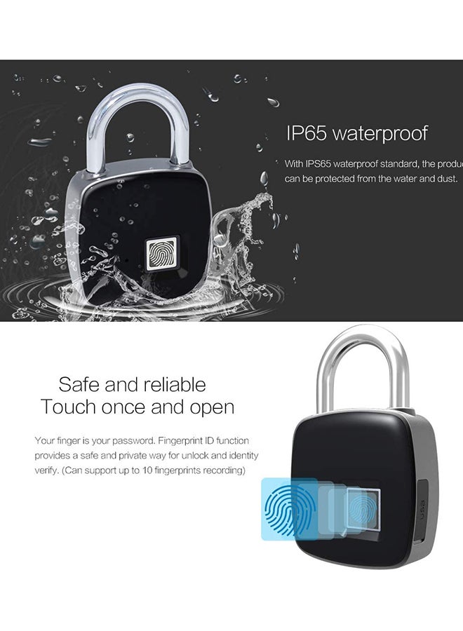 Generic USB Rechargeable Smart Keyless Fingerprint Lock Black 4.7 X 1.5 X 7.5cm  - Image 4