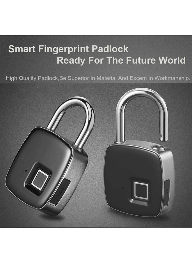USB Rechargeable Smart Keyless Fingerprint Lock Black 4.7 X 1.5 X 7.5cm