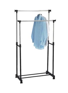 Double Pole Clothes Portable Rack Silver/Black 84.5x43cm - v1587364526/N22977237A_2