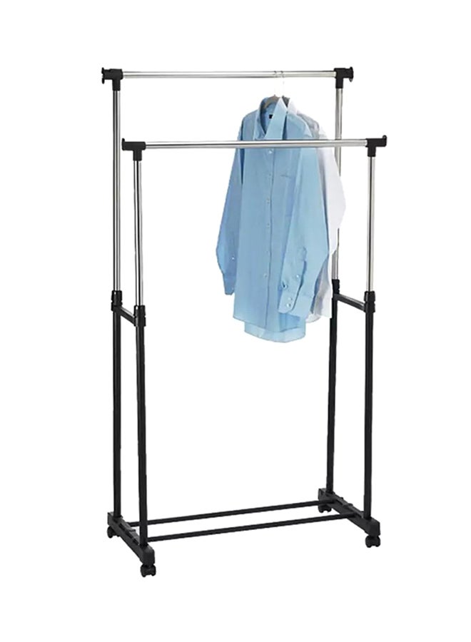 Double Pole Clothes Portable Rack Silver/Black 84.5x43cm  - Image 2