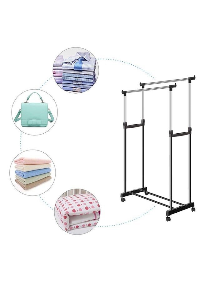 Double Pole Clothes Portable Rack Silver/Black 84.5x43cm  - Image 4