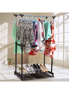 Double Pole Clothes Portable Rack Silver/Black 84.5x43cm - v1587364527/N22977237A_5