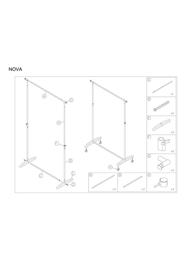 WT Garment Rack Silver/Black - Image 2