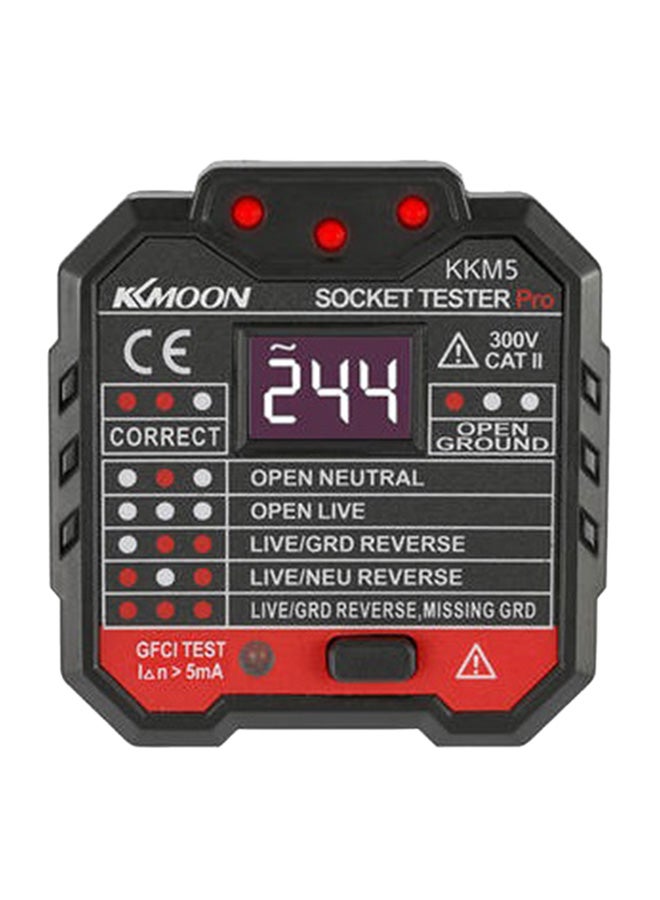 KKmoon - Kkm5 Digital Display Socket Detector Portable Circuit Polarity Voltage Tester Wall Plug Breaker Finder Rcd Test Multicolour 0.085kg - Image 1