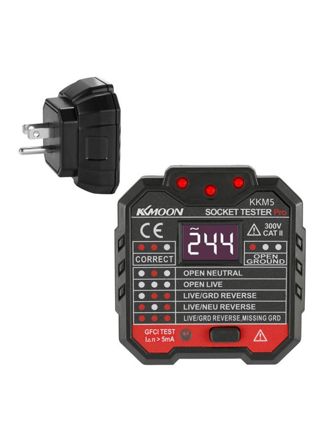 KKmoon - Kkm5 Digital Display Socket Detector Portable Circuit Polarity Voltage Tester Wall Plug Breaker Finder Rcd Test Multicolour 0.085kg - Image 1
