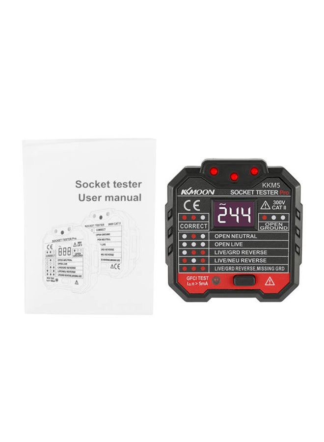 KKmoon - Kkm5 Digital Display Socket Detector Portable Circuit Polarity Voltage Tester Wall Plug Breaker Finder Rcd Test Multicolour 0.085kg - Image 1