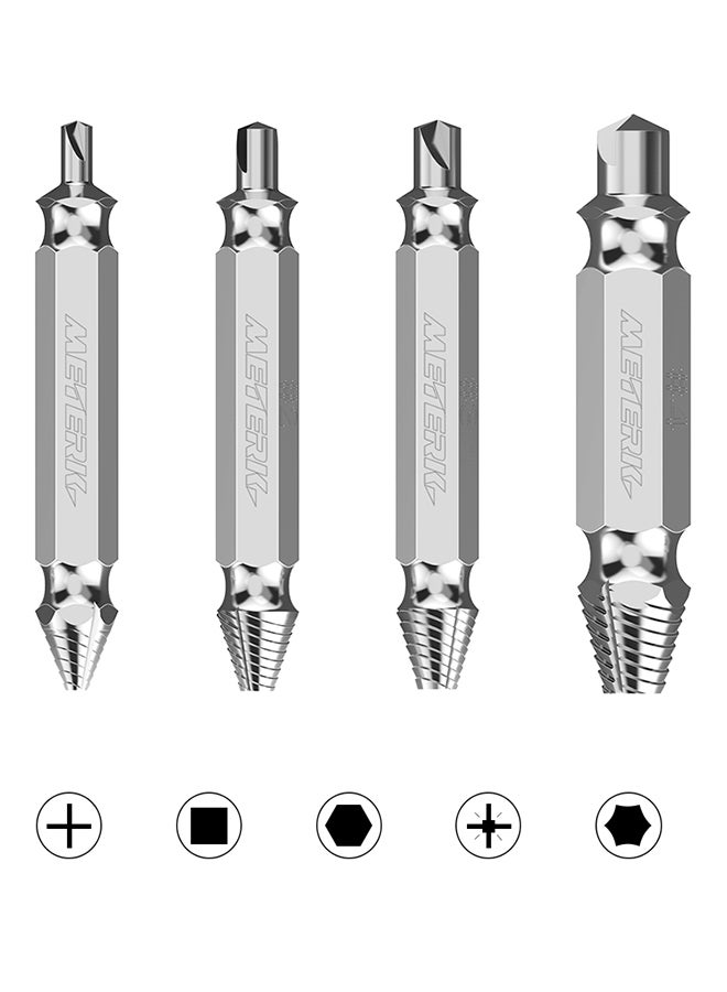 4-Piece Damaged Screws Extractor and Remover Set Silver 8.7 x 6.2 x 1.7cm - v1587364549/N24776392A_1