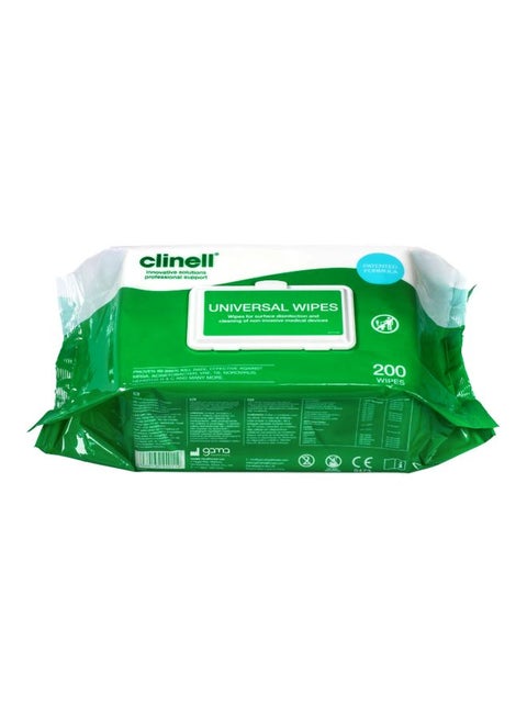 200-Piece Universal Disinfecting Wet Wipe Set White 21x15centimeter