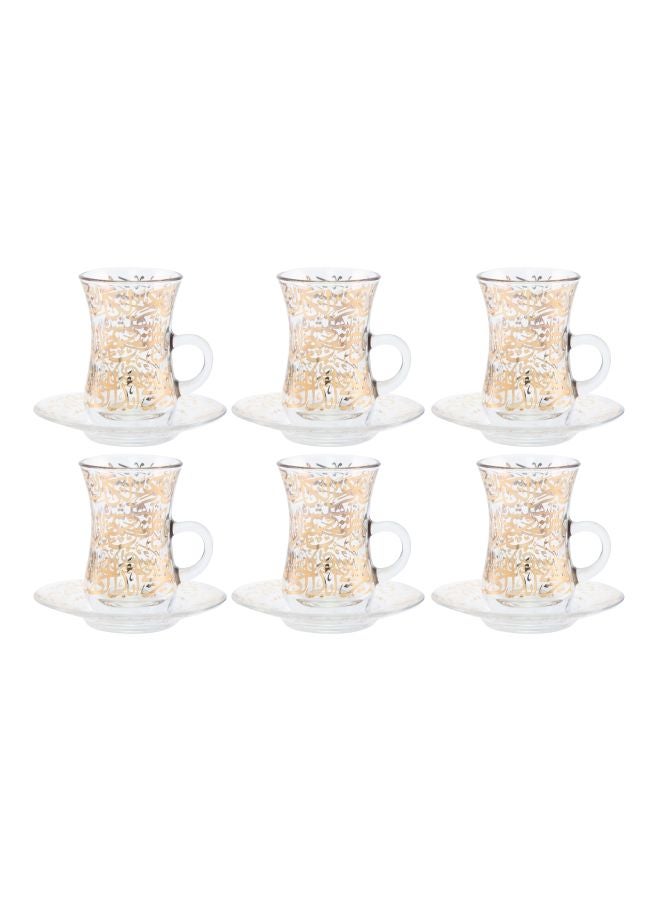 Signature 12-Piece Kareem Tea Cup Set Clear/Gold - Image 1