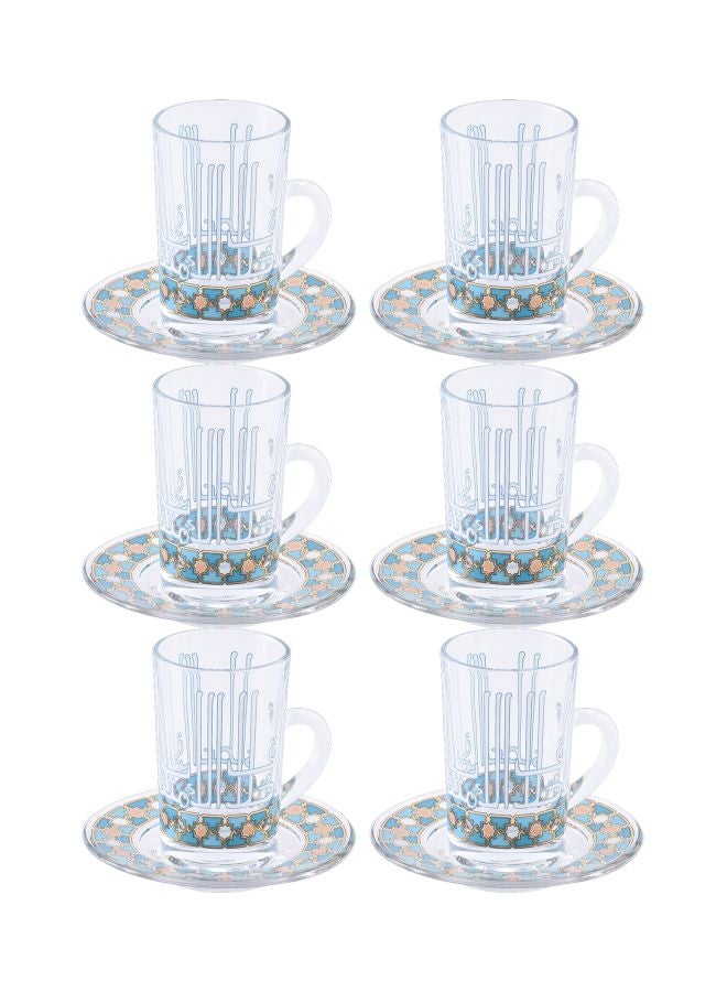 Dimlaj 12-Piece Asala Gilt Cup And Saucer Set Clear/Blue/White 10ml - Image 1