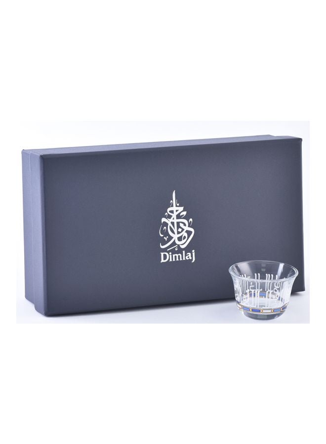 Dimlaj 6-Piece Asala Cup Clear/Blue/White 200ml - Image 2