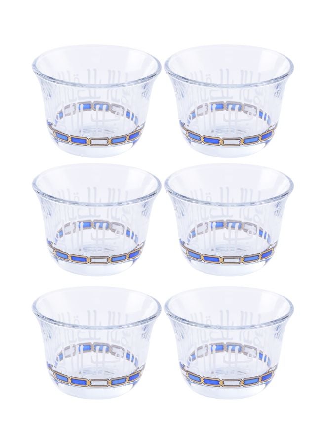Dimlaj 6-Piece Asala Cup Clear/Blue/White 200ml - Image 1