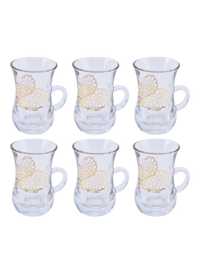 Dimlaj 6-Piece Doctrine Furat Printed Cup Clear/Gold 220ml - Image 1