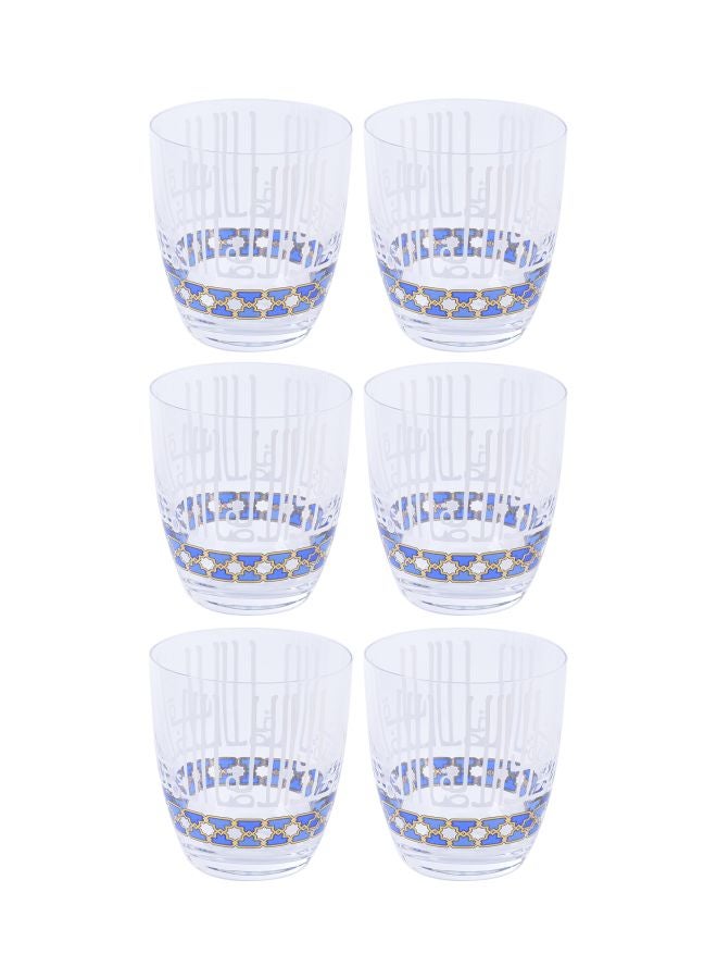 سيجنتشر مجموعة أكواب أصالة مزينة بطبعة من 6 قطع شفاف/أزرق/أبيض 200ملليلتر - Image 1