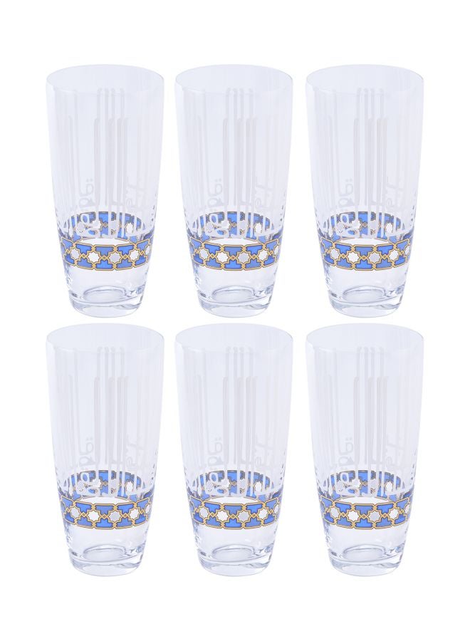 سيجنتشر مجموعة أكواب أصالة مزينة بطبعة من 6 قطع شفاف/أزرق/أبيض 380ملليلتر - Image 1