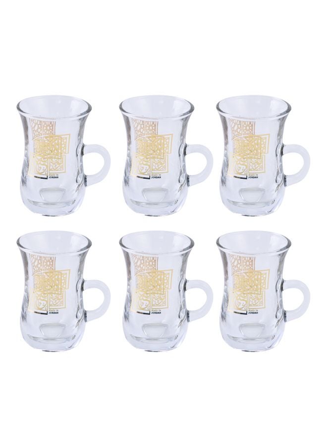 Dimlaj 6-Piece Farah Printed Cup Set Clear/Gold 220ml - Image 1