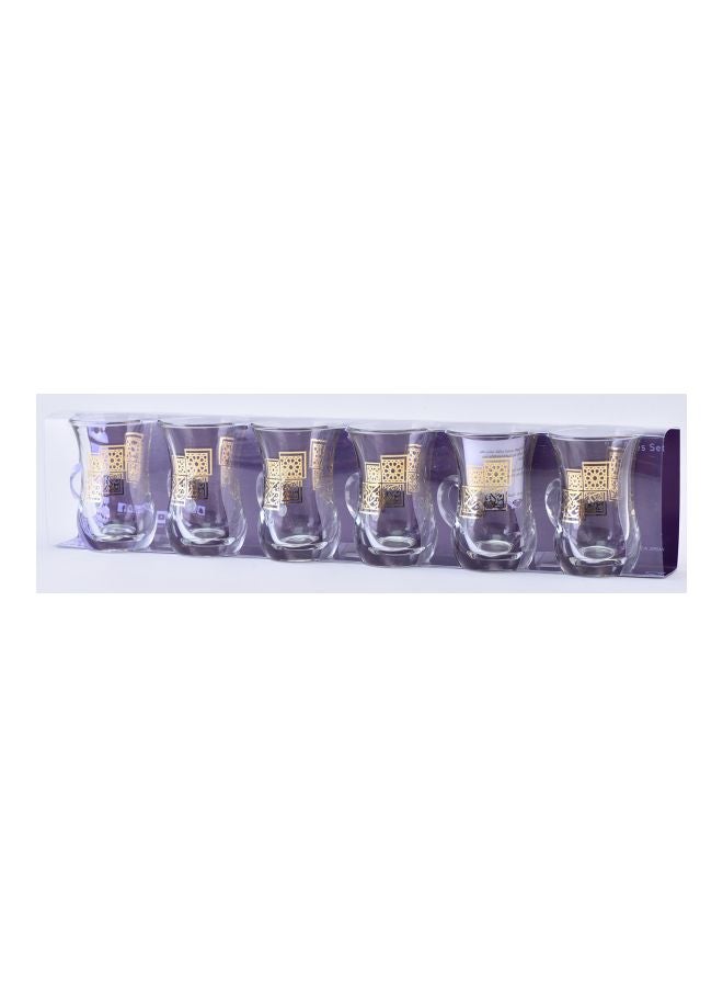Dimlaj 6-Piece Farah Printed Cup Set Clear/Gold 220ml - Image 2