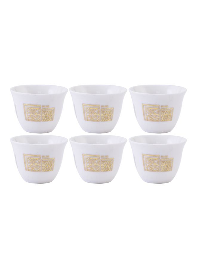 Dimlaj Pack Of 6 Doctrine Farah Cup Set White/Gold 200ml - Image 1