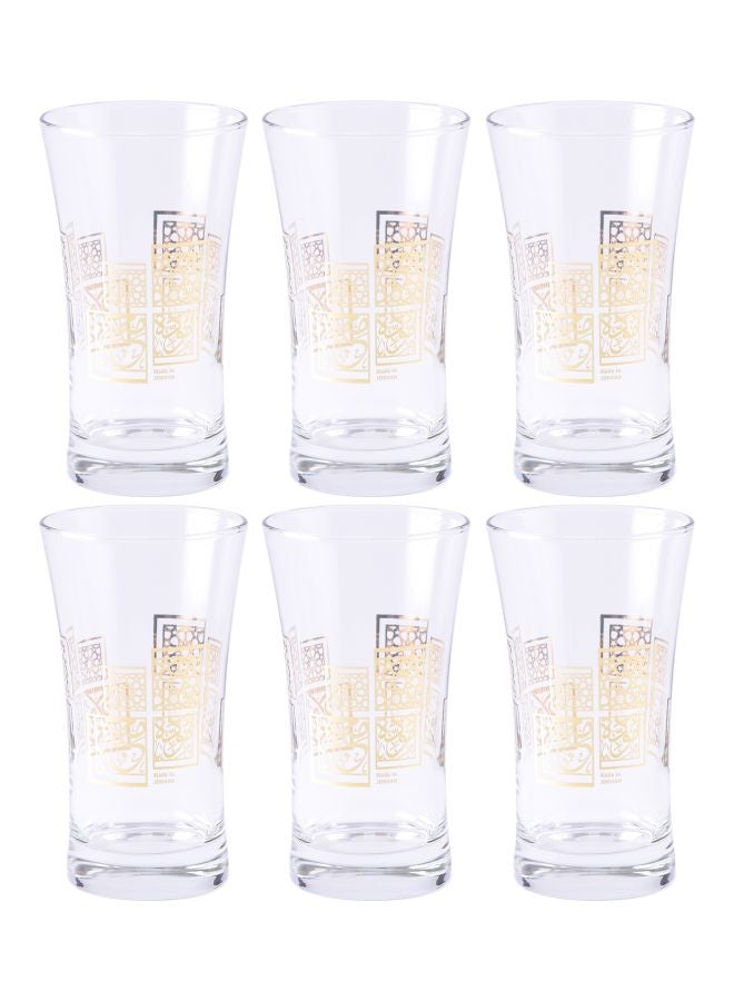 Dimlaj Pack Of 6 Doctrine Farah Glass Set Clear/Gold 380ml - Image 1