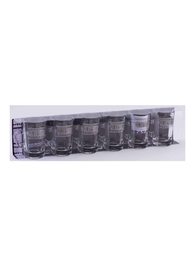 Dimlaj Pack Of 6 Kenar Platinum Glass Cup Set Clear/White 320ml - Image 2